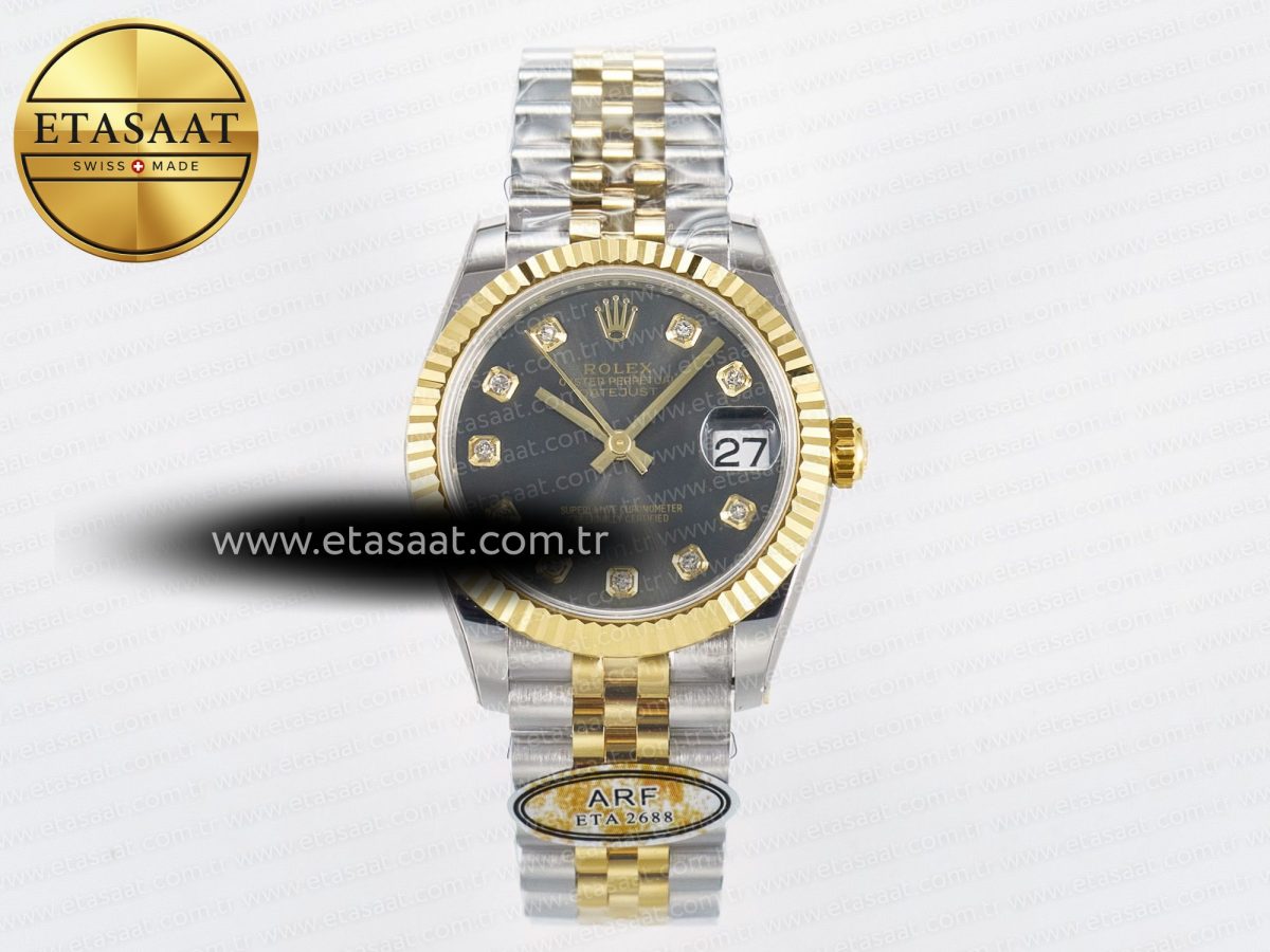 DateJust 31 278273 ARF 1:1 Best Edition 904L Steel Gray Diamonds Dial on SS/YG Jubilee Bracelet ETA 2688 - Görsel 3