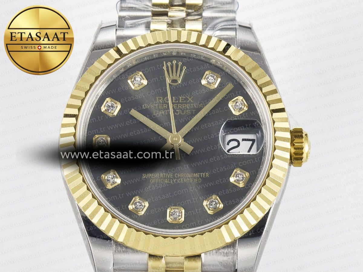 DateJust 31 278273 ARF 1:1 Best Edition 904L Steel Gray Diamonds Dial on SS/YG Jubilee Bracelet ETA 2688 - Görsel 4