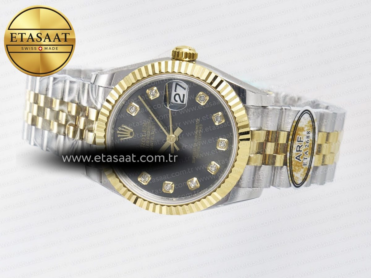 DateJust 31 278273 ARF 1:1 Best Edition 904L Steel Gray Diamonds Dial on SS/YG Jubilee Bracelet ETA 2688 - Görsel 9