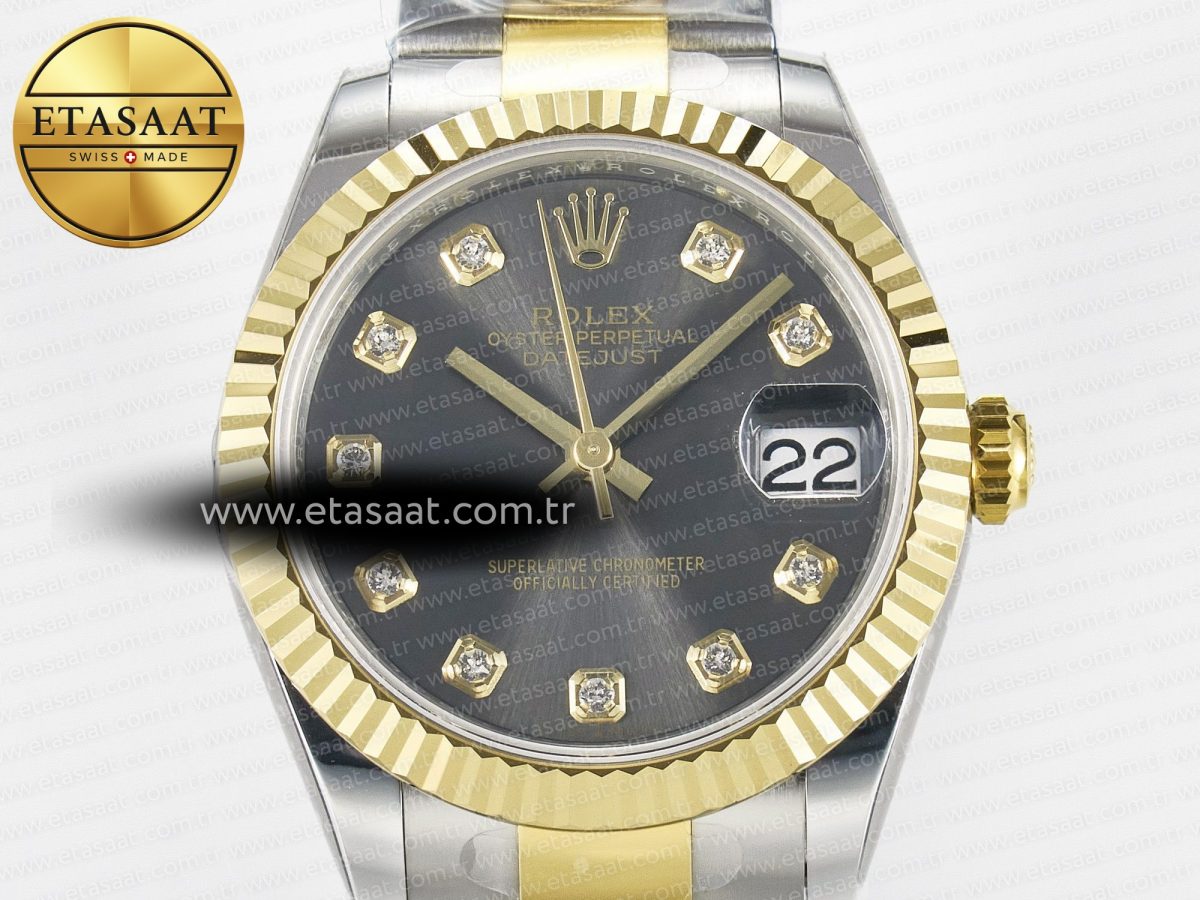 DateJust 31 278273 ARF 1:1 Best Edition 904L Steel Gray Diamonds Dial on SS/YG Oyster Bracelet ETA 2688 - Görsel 4
