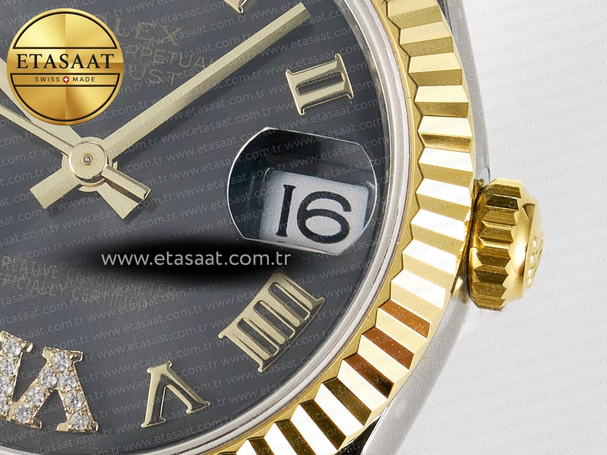 DateJust 31 278273 ARF 1:1 Best Edition 904L Steel Gray Roman Diamonds Dial on SS/YG Jubilee Bracelet ETA 2688 - Görsel 11