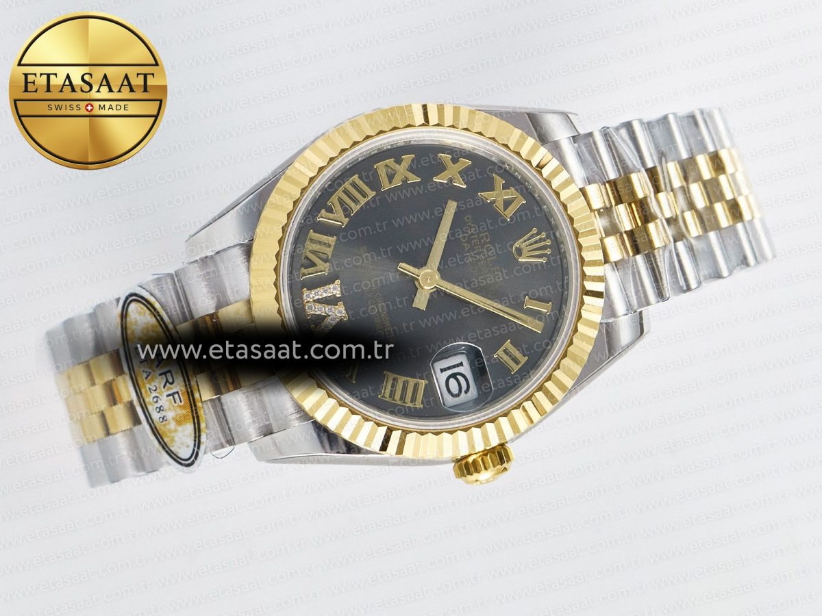 DateJust 31 278273 ARF 1:1 Best Edition 904L Steel Gray Roman Diamonds Dial on SS/YG Jubilee Bracelet ETA 2688 - Görsel 8