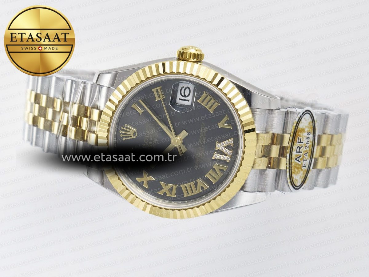 DateJust 31 278273 ARF 1:1 Best Edition 904L Steel Gray Roman Diamonds Dial on SS/YG Jubilee Bracelet ETA 2688 - Görsel 9