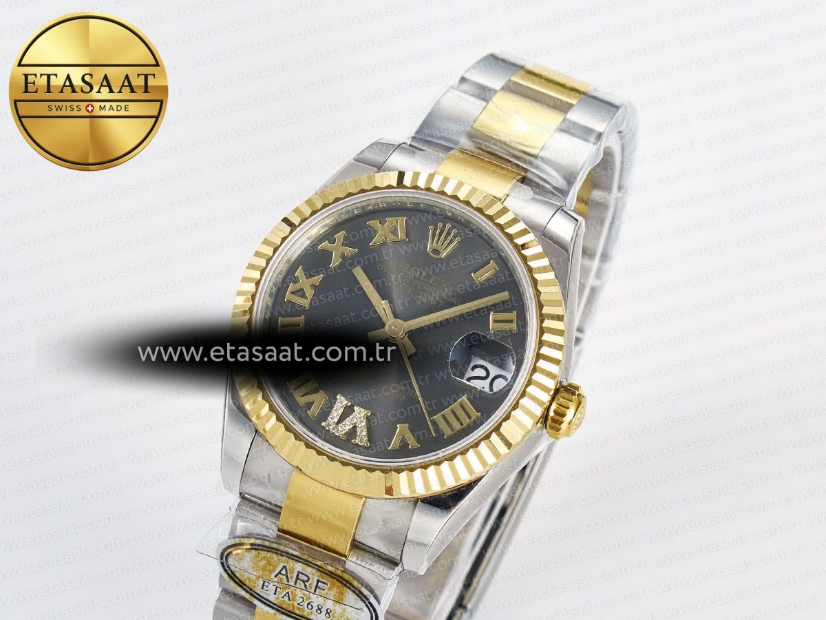 DateJust 31 278273 ARF 1:1 Best Edition 904L Steel Gray Roman Diamonds Dial on SS/YG Oyster Bracelet ETA 2688 - Görsel 1