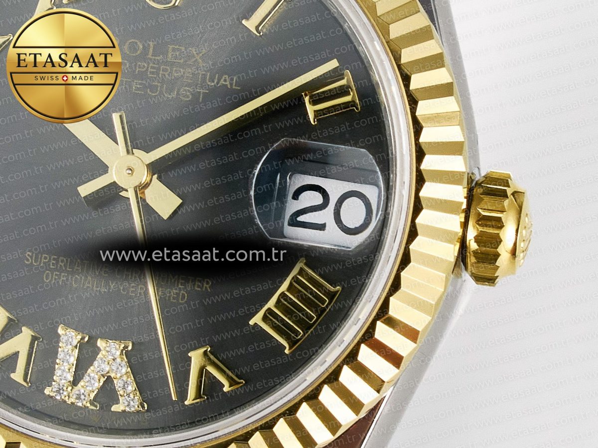 DateJust 31 278273 ARF 1:1 Best Edition 904L Steel Gray Roman Diamonds Dial on SS/YG Oyster Bracelet ETA 2688 - Görsel 11
