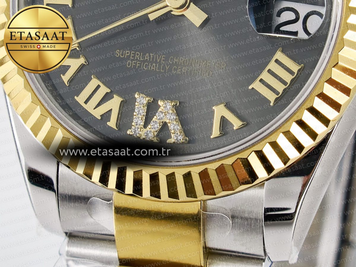 DateJust 31 278273 ARF 1:1 Best Edition 904L Steel Gray Roman Diamonds Dial on SS/YG Oyster Bracelet ETA 2688 - Görsel 12