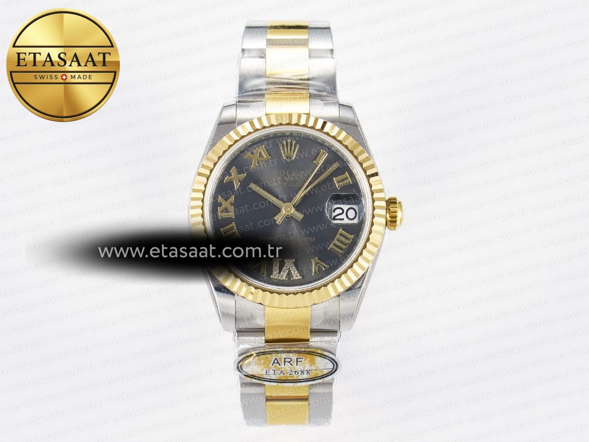 DateJust 31 278273 ARF 1:1 Best Edition 904L Steel Gray Roman Diamonds Dial on SS/YG Oyster Bracelet ETA 2688 - Görsel 3