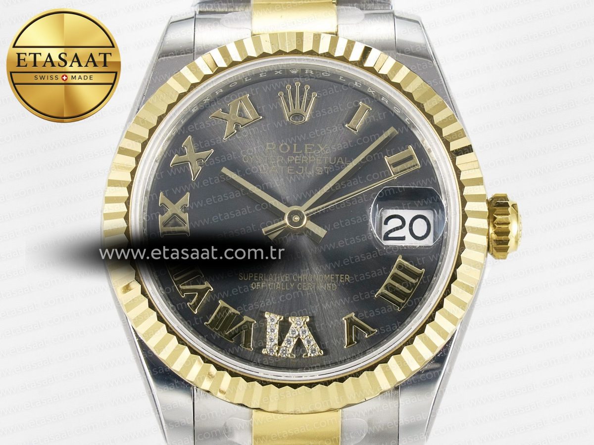 DateJust 31 278273 ARF 1:1 Best Edition 904L Steel Gray Roman Diamonds Dial on SS/YG Oyster Bracelet ETA 2688 - Görsel 4