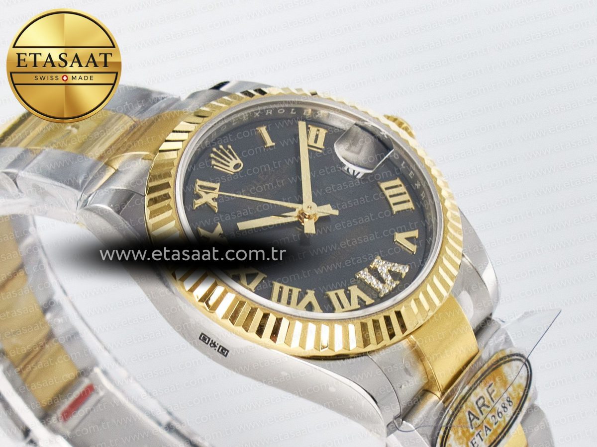 DateJust 31 278273 ARF 1:1 Best Edition 904L Steel Gray Roman Diamonds Dial on SS/YG Oyster Bracelet ETA 2688 - Görsel 7