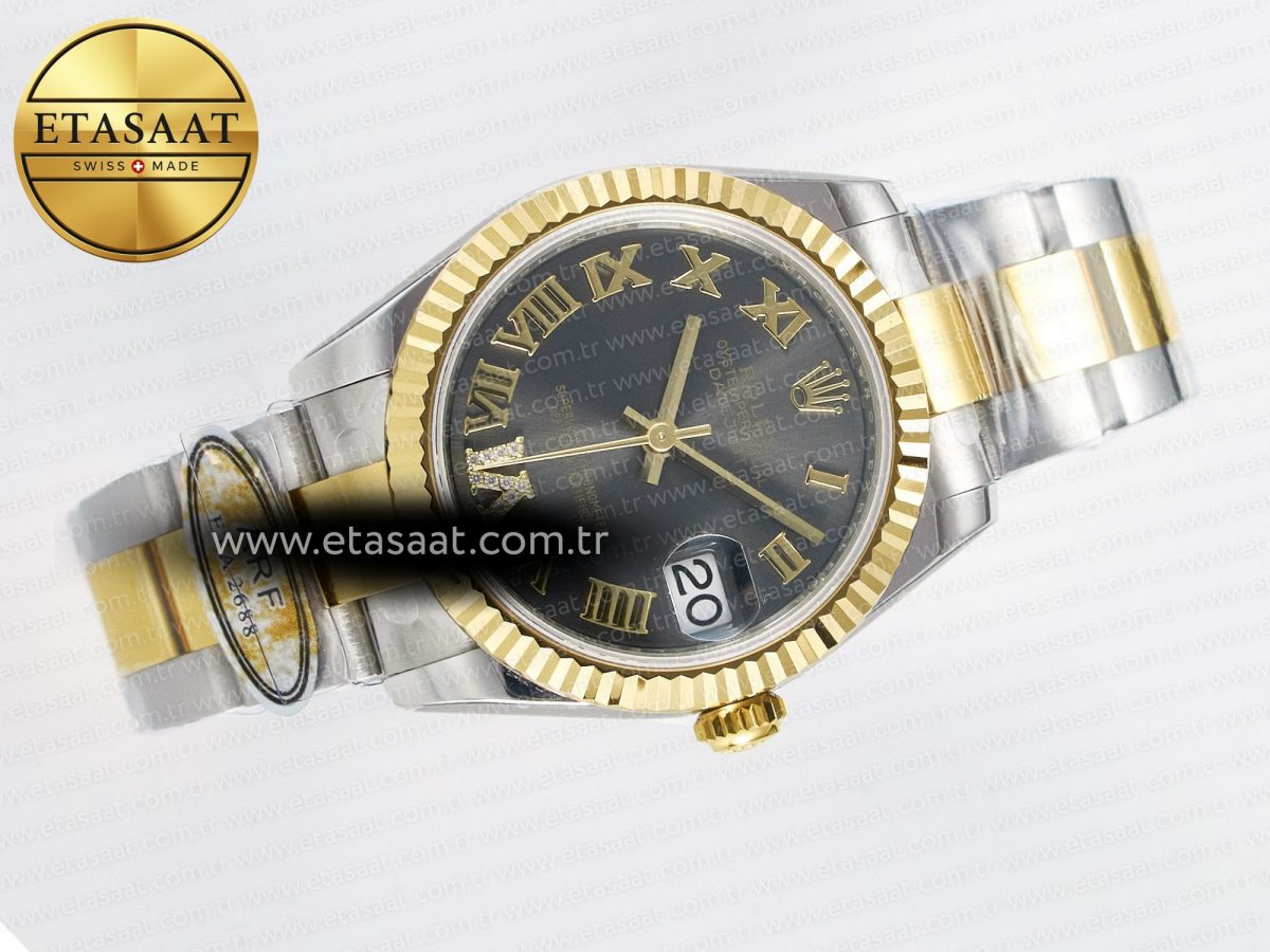DateJust 31 278273 ARF 1:1 Best Edition 904L Steel Gray Roman Diamonds Dial on SS/YG Oyster Bracelet ETA 2688 - Görsel 8
