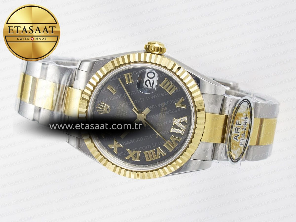 DateJust 31 278273 ARF 1:1 Best Edition 904L Steel Gray Roman Diamonds Dial on SS/YG Oyster Bracelet ETA 2688 - Görsel 9