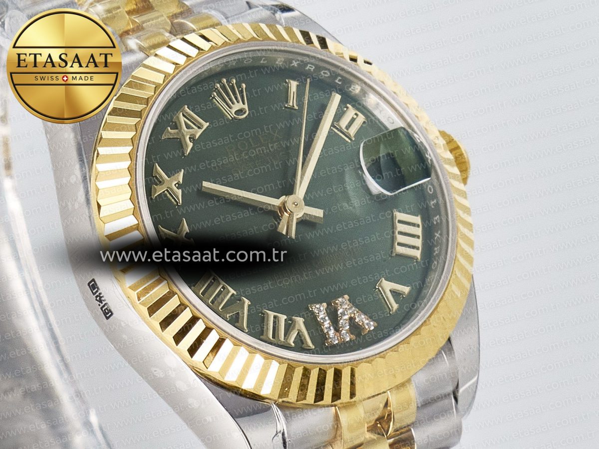 DateJust 31 278273 ARF 1:1 Best Edition 904L Steel Green Roman Diamonds Dial on SS/YG Jubilee Bracelet ETA 2688 - Görsel 5