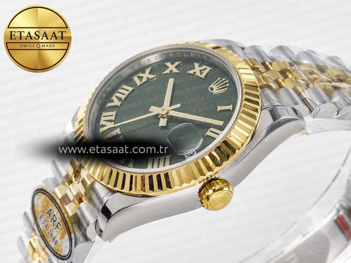 DateJust 31 278273 ARF 1:1 Best Edition 904L Steel Green Roman Diamonds Dial on SS/YG Jubilee Bracelet ETA 2688 - Görsel 6