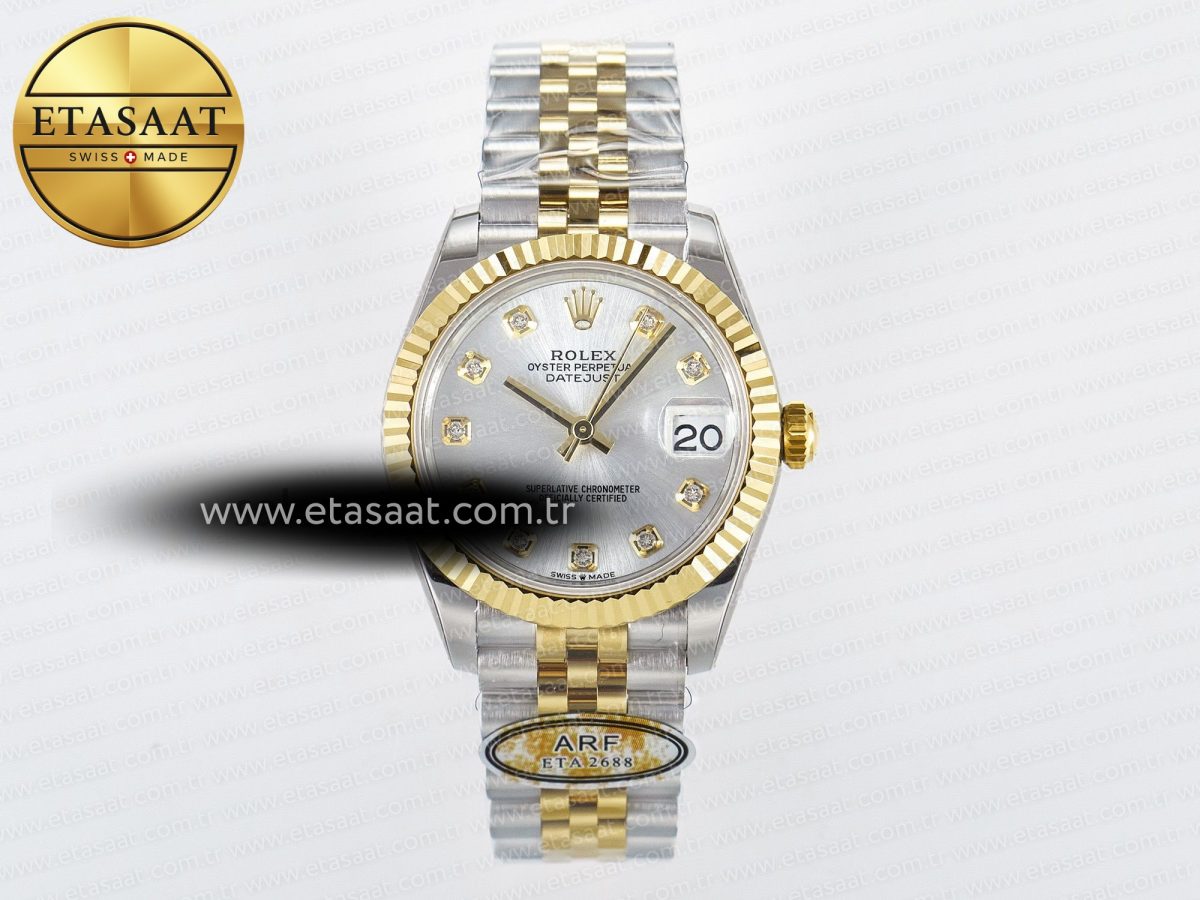 DateJust 31 278273 ARF 1:1 Best Edition 904L Steel Silver Diamonds Dial on SS/YG Jubilee Bracelet ETA 2688 - Görsel 3