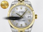 DateJust 31 278273 ARF 1:1 Best Edition 904L Steel Silver Diamonds Dial on SS/YG Jubilee Bracelet ETA 2688 - Görsel 4