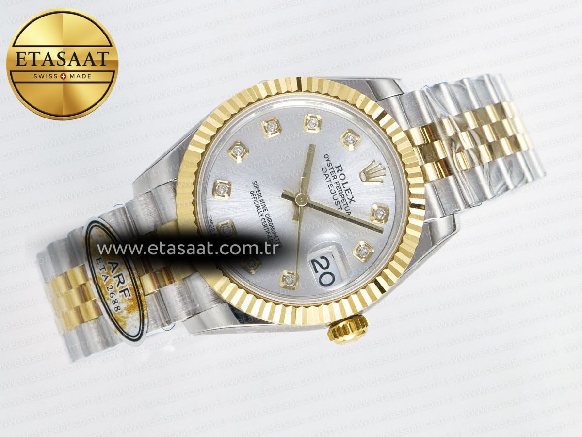 DateJust 31 278273 ARF 1:1 Best Edition 904L Steel Silver Diamonds Dial on SS/YG Jubilee Bracelet ETA 2688 - Görsel 8