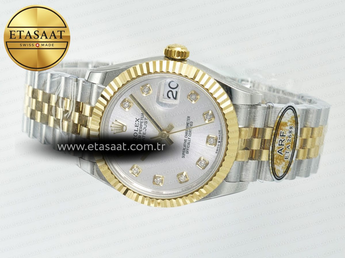 DateJust 31 278273 ARF 1:1 Best Edition 904L Steel Silver Diamonds Dial on SS/YG Jubilee Bracelet ETA 2688 - Görsel 9