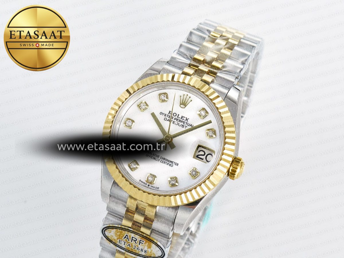 DateJust 31 278273 ARF 1:1 Best Edition 904L Steel White MOP Diamonds Dial on SS/YG Jubilee Bracelet ETA 2688 - Görsel 2
