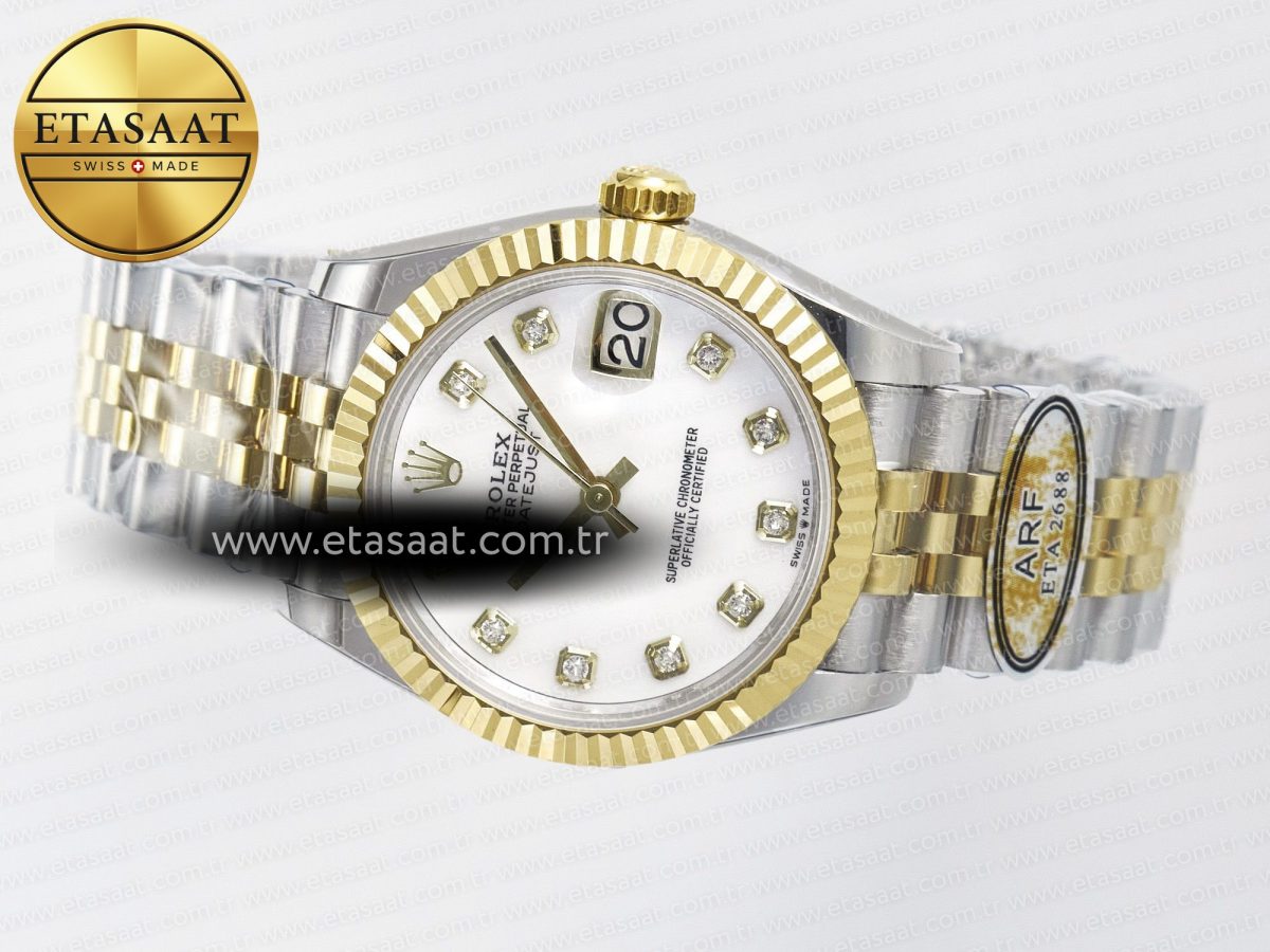 DateJust 31 278273 ARF 1:1 Best Edition 904L Steel White MOP Diamonds Dial on SS/YG Jubilee Bracelet ETA 2688 - Görsel 9