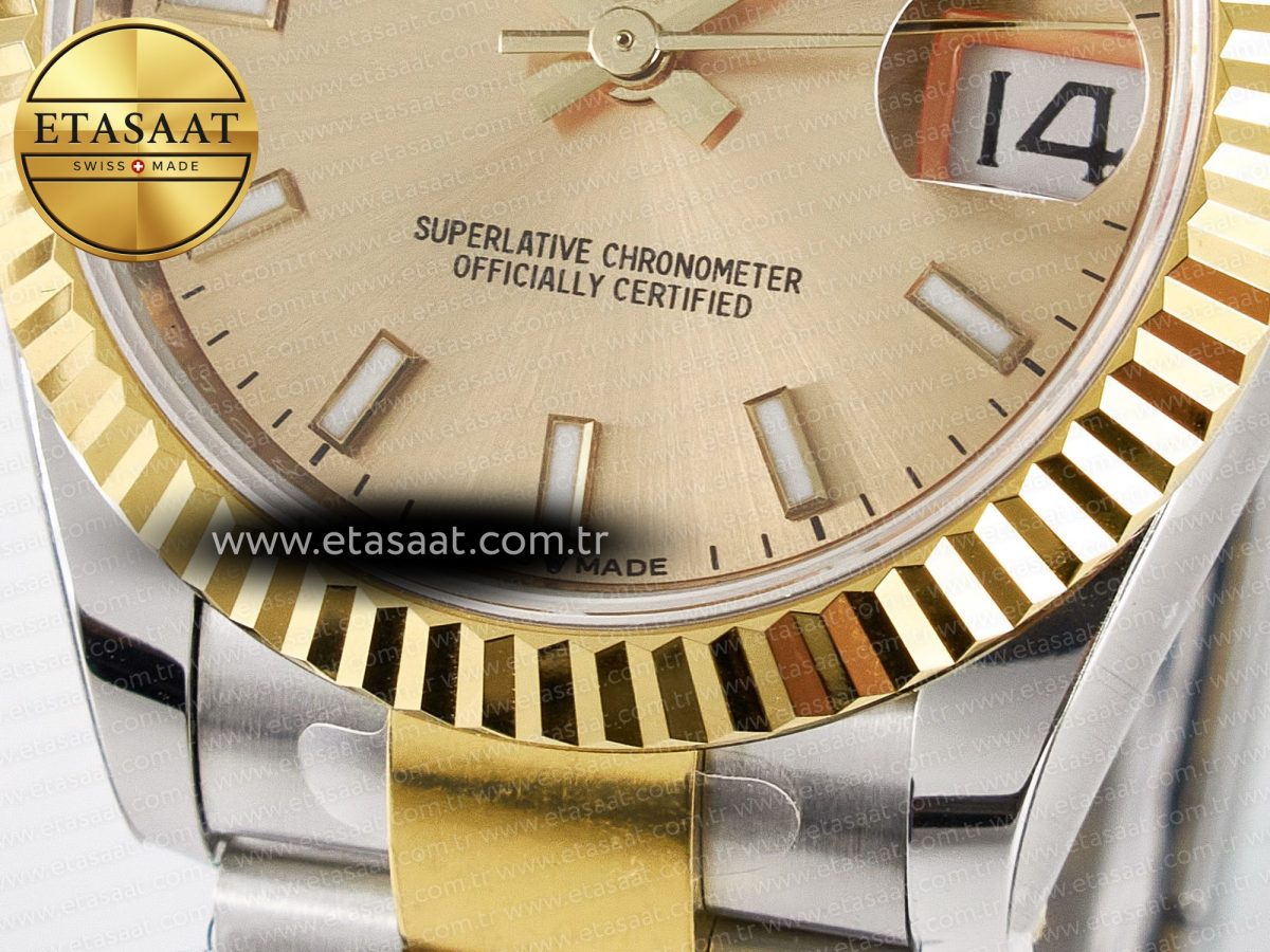 DateJust 31 278273 ARF 1:1 Best Edition 904L Steel YG Dial Stick Marker on SS/YG Oyster Bracelet ETA 2688 - Görsel 12