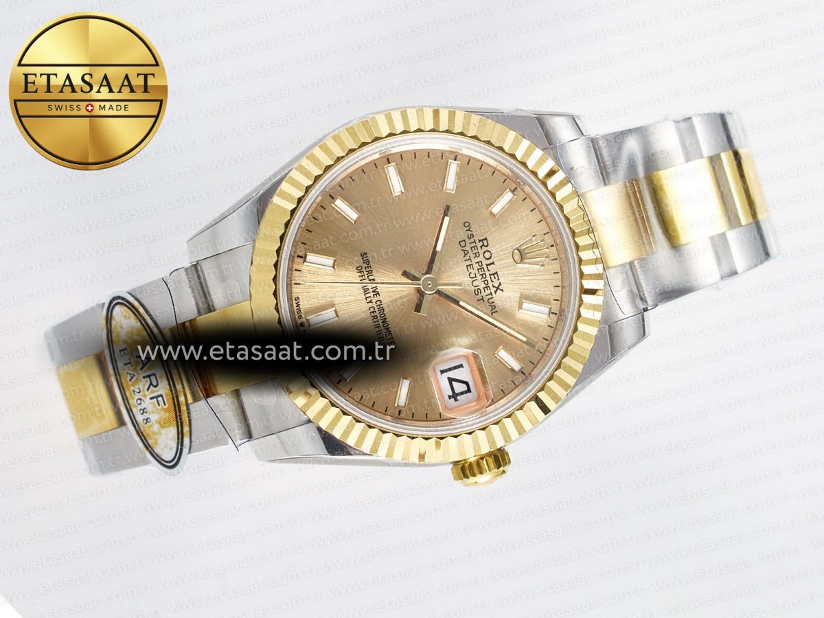 DateJust 31 278273 ARF 1:1 Best Edition 904L Steel YG Dial Stick Marker on SS/YG Oyster Bracelet ETA 2688 - Görsel 8
