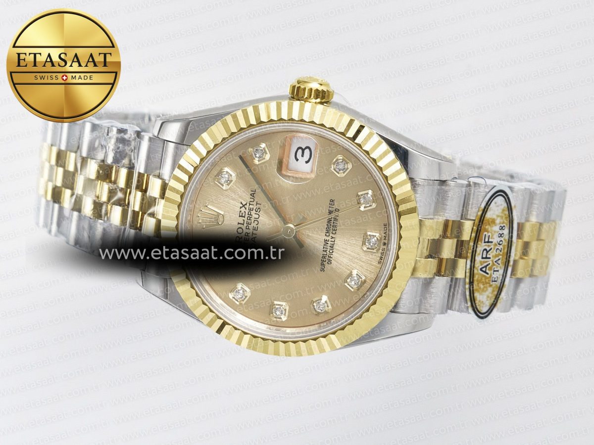 DateJust 31 278273 ARF 1:1 Best Edition 904L Steel YG Diamonds Dial on SS/YG Jubilee Bracelet ETA 2688 - Görsel 9