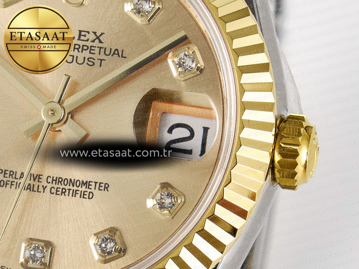 DateJust 31 278273 ARF 1:1 Best Edition 904L Steel YG Diamonds Dial on SS/YG Oyster Bracelet ETA 2688 - Görsel 11