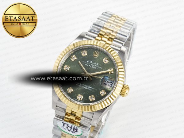 Rolex DateJust 278273 904L Steel Green Diamonds Dial on SS/YG Cal.2236