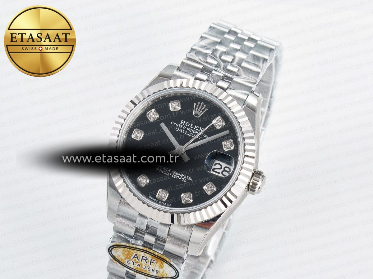 DateJust 31 278274 ARF 1:1 Best Edition 904L Steel Black Diamonds Dial on SS Jubilee Bracelet ETA 2688 - Görsel 1