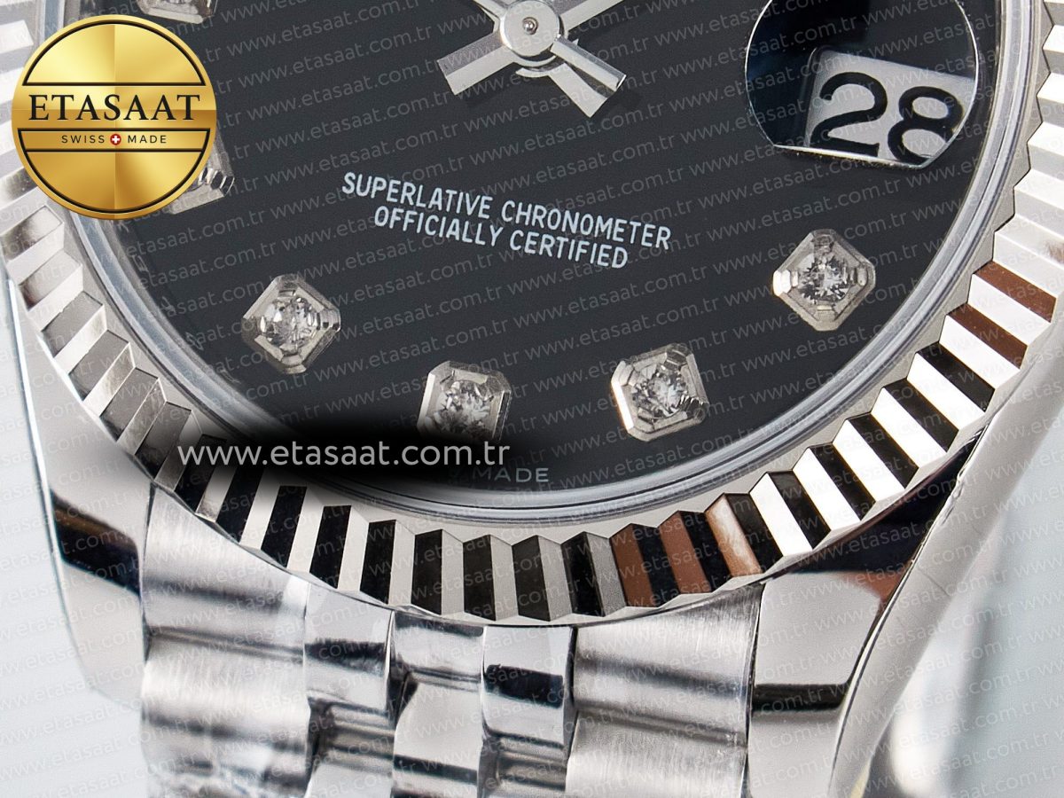 DateJust 31 278274 ARF 1:1 Best Edition 904L Steel Black Diamonds Dial on SS Jubilee Bracelet ETA 2688 - Görsel 12