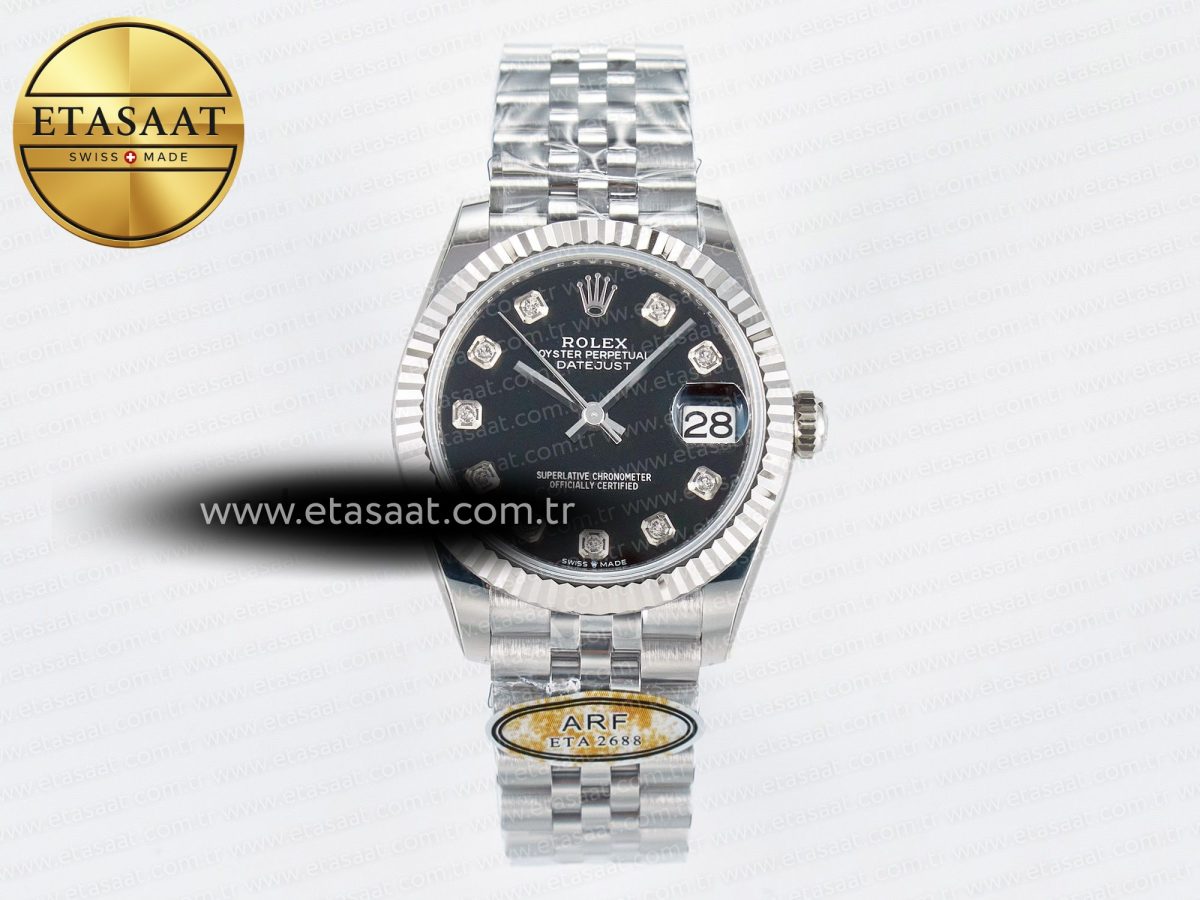 DateJust 31 278274 ARF 1:1 Best Edition 904L Steel Black Diamonds Dial on SS Jubilee Bracelet ETA 2688 - Görsel 3