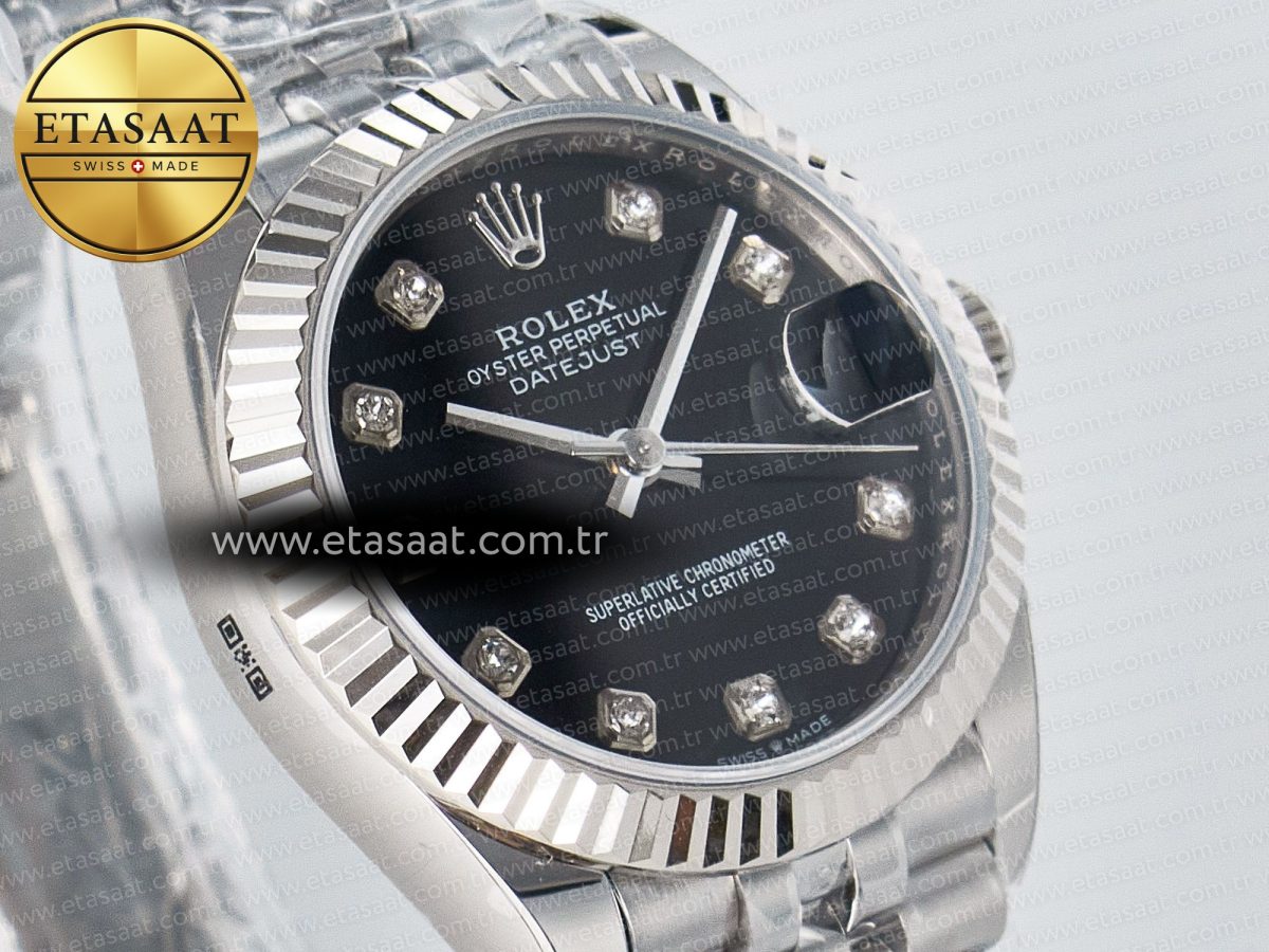 DateJust 31 278274 ARF 1:1 Best Edition 904L Steel Black Diamonds Dial on SS Jubilee Bracelet ETA 2688 - Görsel 5