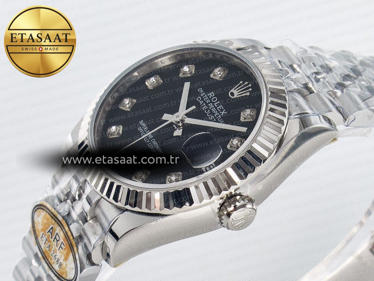 DateJust 31 278274 ARF 1:1 Best Edition 904L Steel Black Diamonds Dial on SS Jubilee Bracelet ETA 2688 - Görsel 6