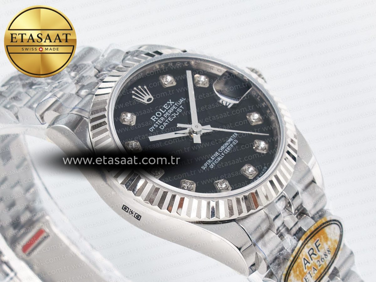 DateJust 31 278274 ARF 1:1 Best Edition 904L Steel Black Diamonds Dial on SS Jubilee Bracelet ETA 2688 - Görsel 7