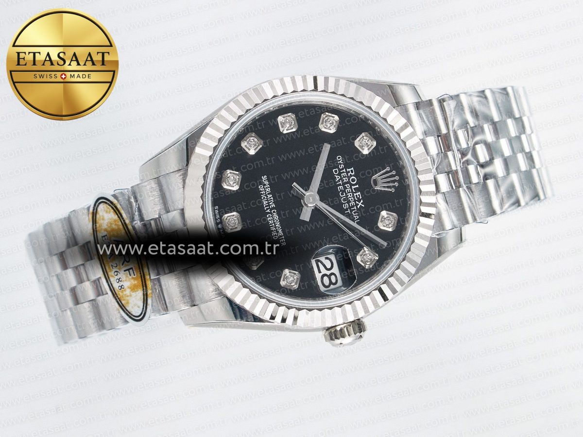 DateJust 31 278274 ARF 1:1 Best Edition 904L Steel Black Diamonds Dial on SS Jubilee Bracelet ETA 2688 - Görsel 8