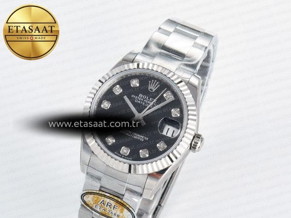 DateJust 31 278274 ARF 1:1 Best Edition 904L Steel Black Diamonds Dial on SS Oyster Bracelet ETA 2688