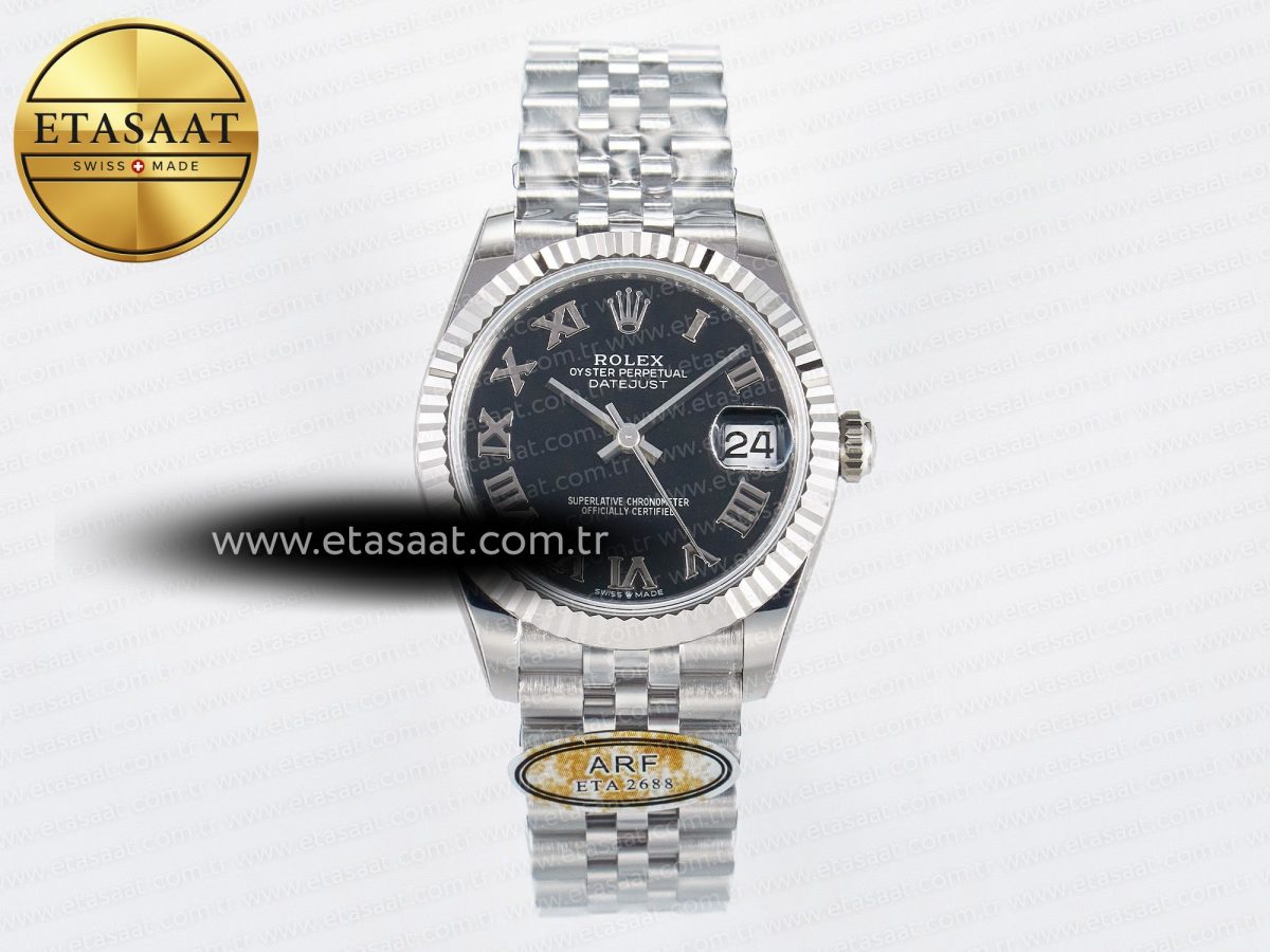 DateJust 31 278274 ARF 1:1 Best Edition 904L Steel Black Roman Dial on SS Jubilee Bracelet ETA 2688 - Görsel 3