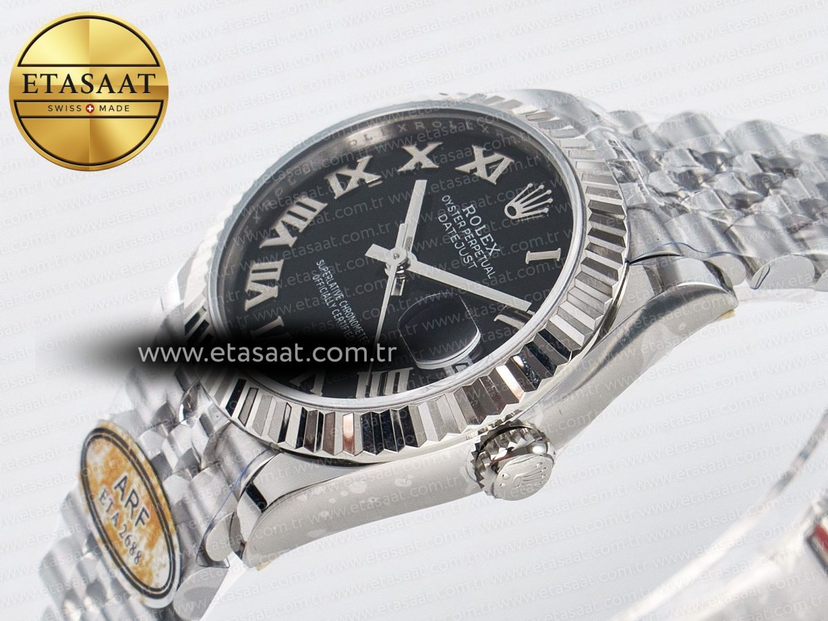 DateJust 31 278274 ARF 1:1 Best Edition 904L Steel Black Roman Dial on SS Jubilee Bracelet ETA 2688 - Görsel 6
