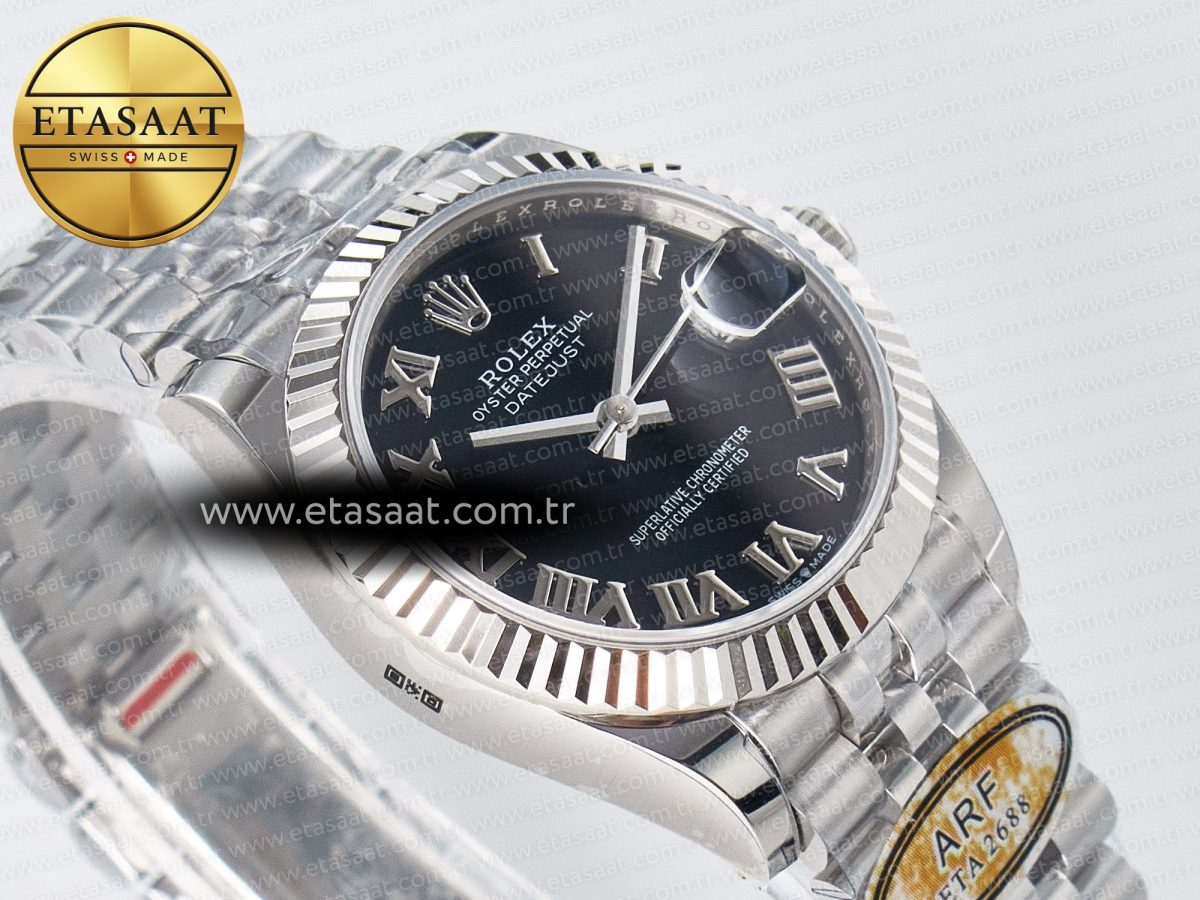 DateJust 31 278274 ARF 1:1 Best Edition 904L Steel Black Roman Dial on SS Jubilee Bracelet ETA 2688 - Görsel 7