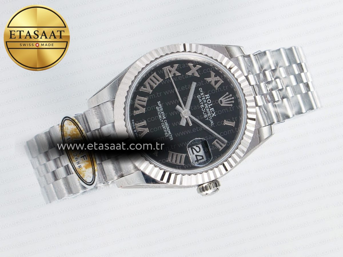 DateJust 31 278274 ARF 1:1 Best Edition 904L Steel Black Roman Dial on SS Jubilee Bracelet ETA 2688 - Görsel 8