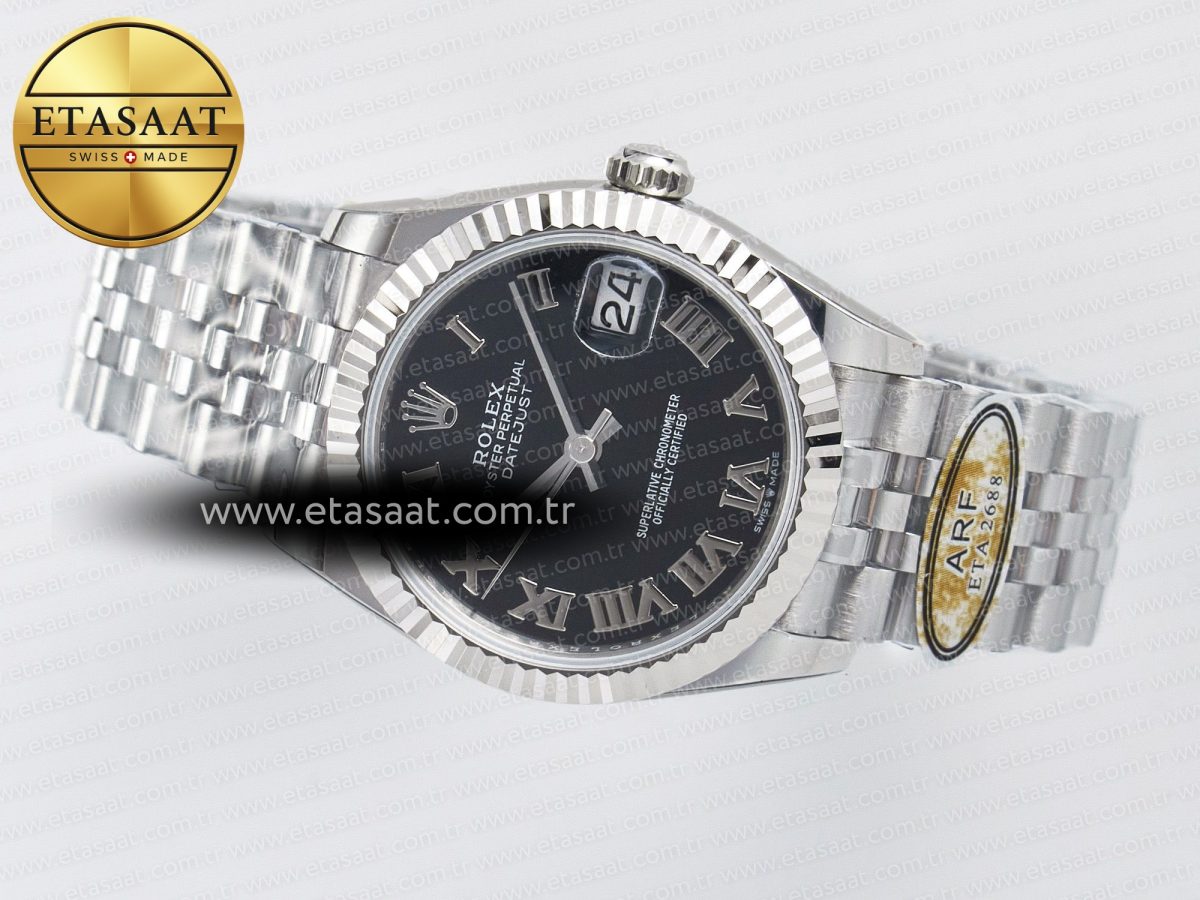 DateJust 31 278274 ARF 1:1 Best Edition 904L Steel Black Roman Dial on SS Jubilee Bracelet ETA 2688 - Görsel 9