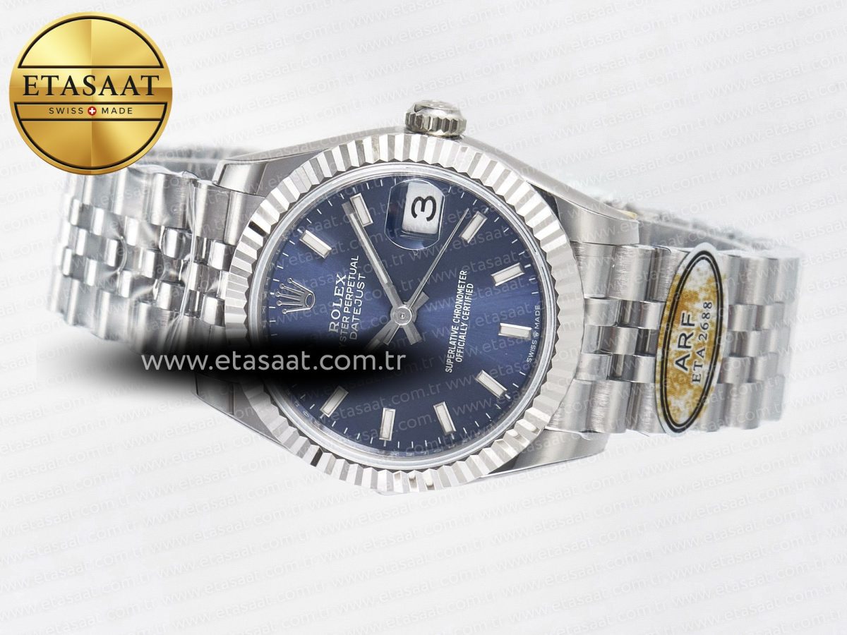 DateJust 31 278274 ARF 1:1 Best Edition 904L Steel Blue Dial Stick Marker on SS Jubilee Bracelet ETA 2688 - Görsel 9