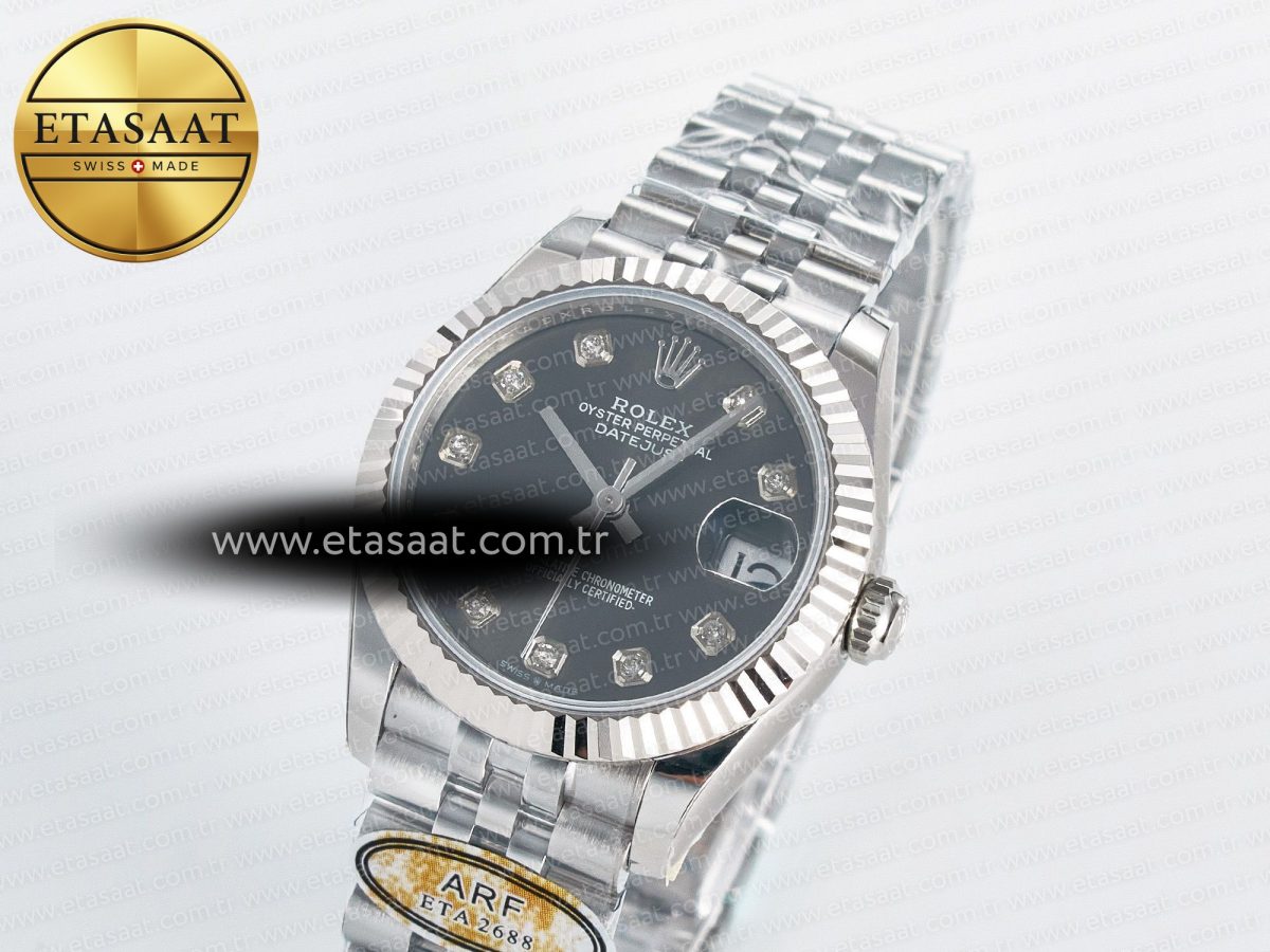 DateJust 31 278274 ARF 1:1 Best Edition 904L Steel Gray Diamonds Dial on SS Jubilee Bracelet ETA 2688 - Görsel 1