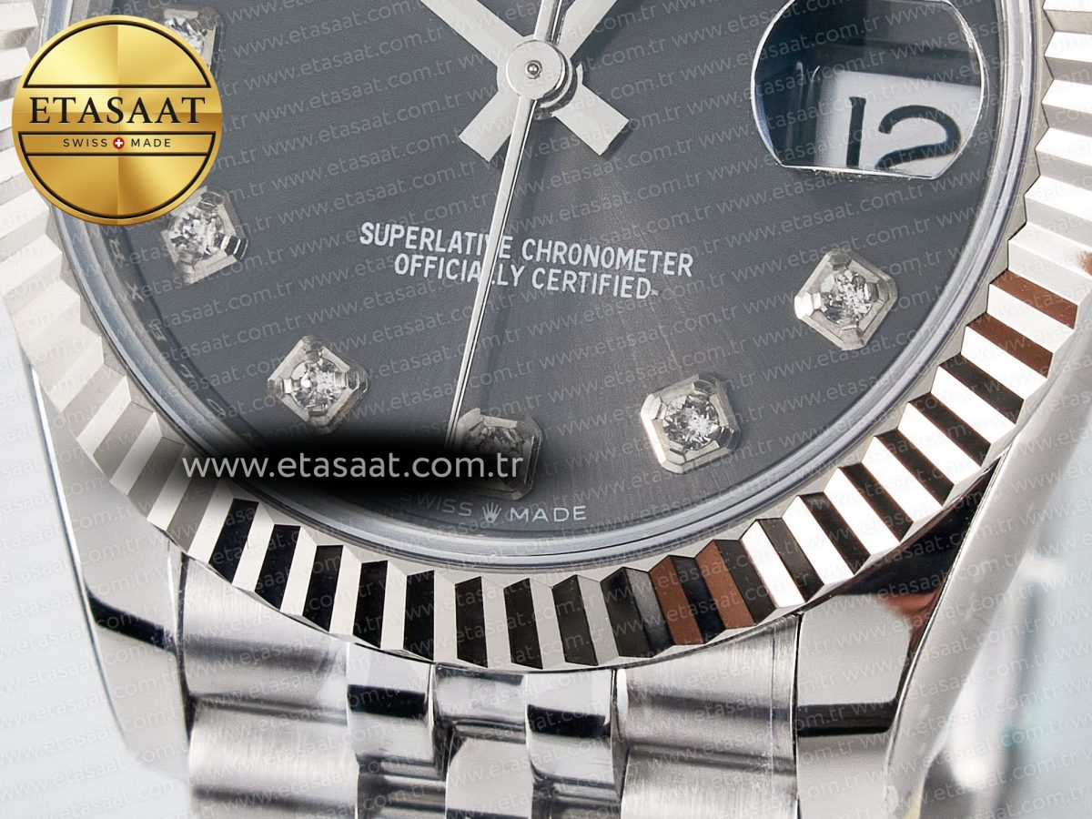 DateJust 31 278274 ARF 1:1 Best Edition 904L Steel Gray Diamonds Dial on SS Jubilee Bracelet ETA 2688 - Görsel 12