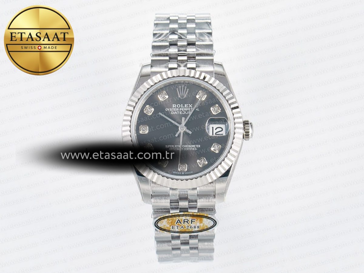 DateJust 31 278274 ARF 1:1 Best Edition 904L Steel Gray Diamonds Dial on SS Jubilee Bracelet ETA 2688 - Görsel 3