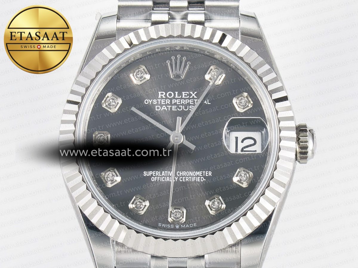 DateJust 31 278274 ARF 1:1 Best Edition 904L Steel Gray Diamonds Dial on SS Jubilee Bracelet ETA 2688 - Görsel 4