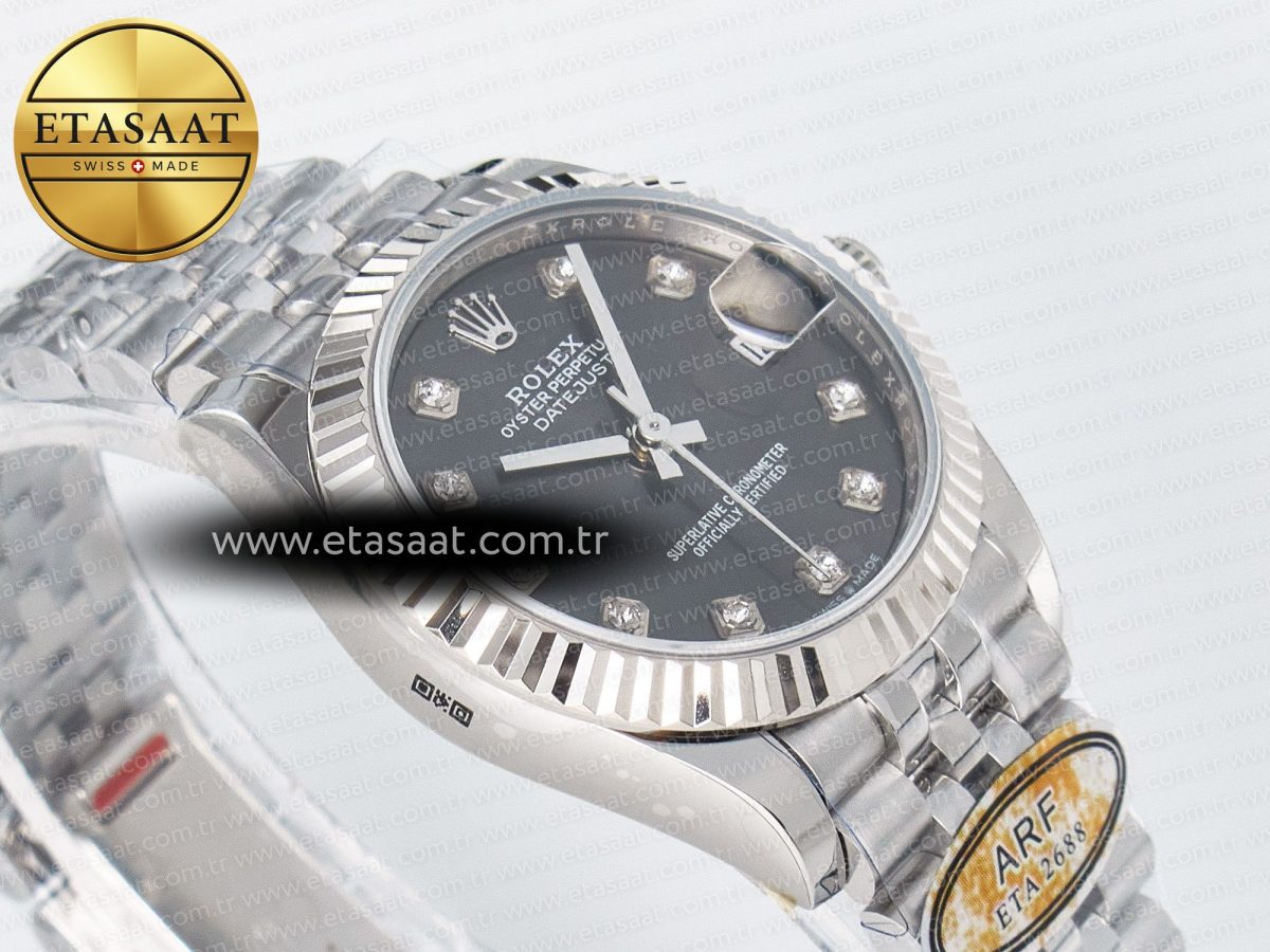 DateJust 31 278274 ARF 1:1 Best Edition 904L Steel Gray Diamonds Dial on SS Jubilee Bracelet ETA 2688 - Görsel 7