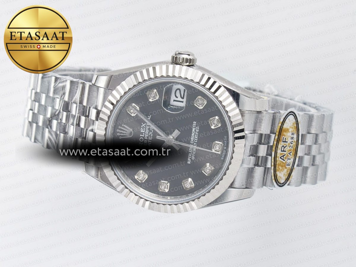 DateJust 31 278274 ARF 1:1 Best Edition 904L Steel Gray Diamonds Dial on SS Jubilee Bracelet ETA 2688 - Görsel 9