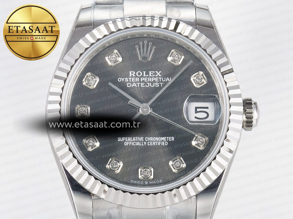 DateJust 31 278274 ARF 1:1 Best Edition 904L Steel Gray Diamonds Dial on SS Oyster Bracelet ETA 2688 - Görsel 4