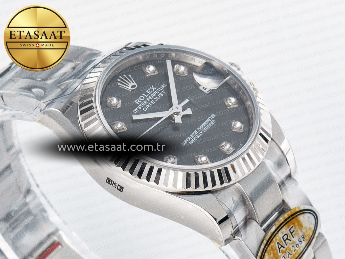 DateJust 31 278274 ARF 1:1 Best Edition 904L Steel Gray Diamonds Dial on SS Oyster Bracelet ETA 2688 - Görsel 7
